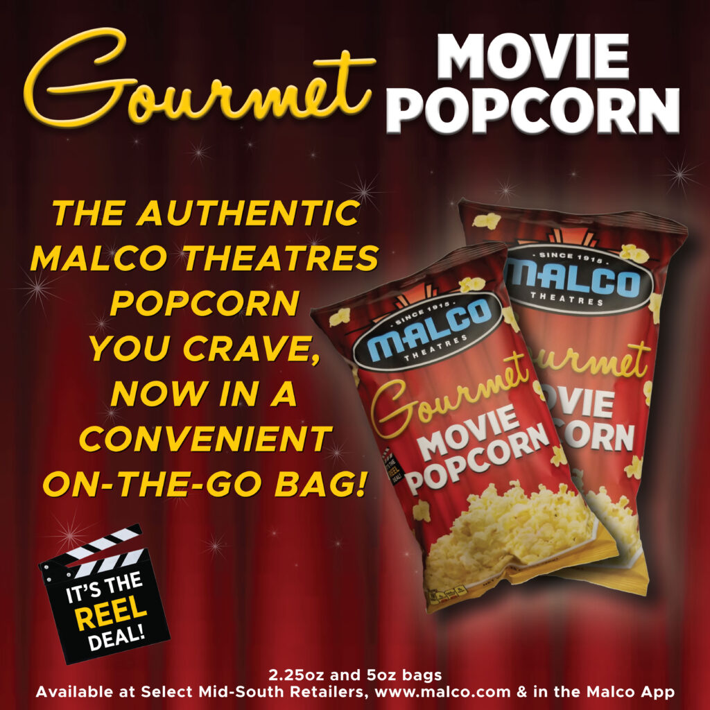 a graphic for malco gourmet popcorn